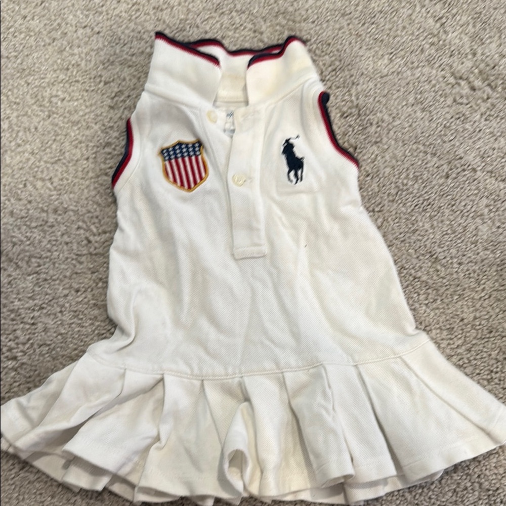 Ralph Lauren White Kids Dress with Embroidered Patches